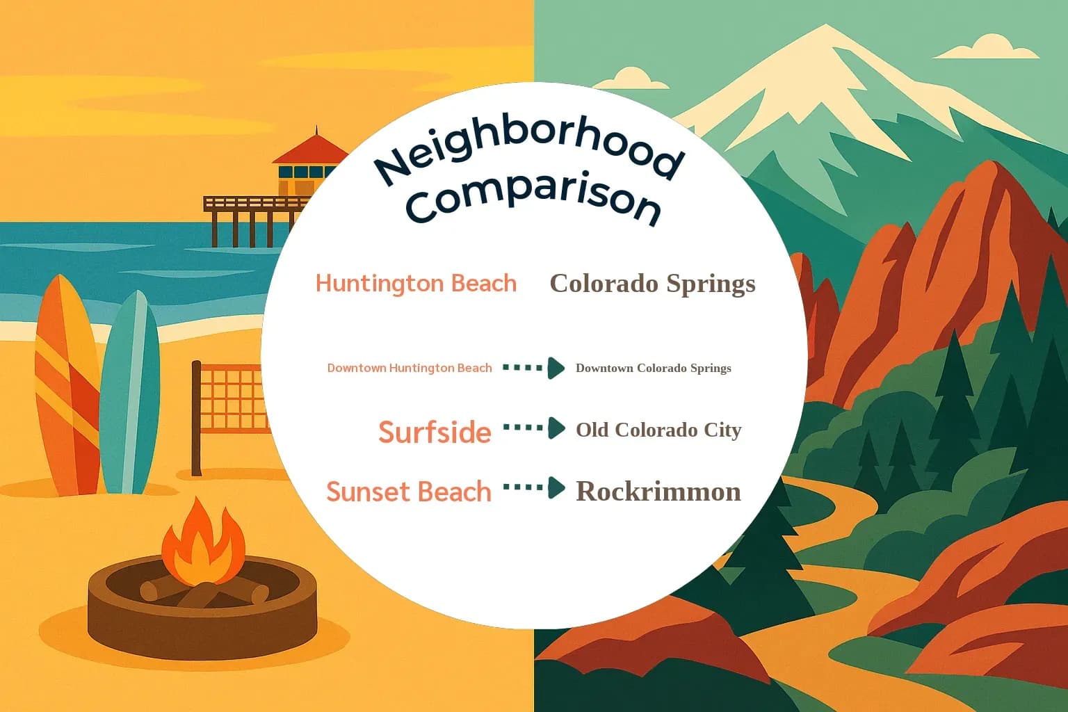 Huntington Beach vs Colorado Springs Neighborhood Comparison