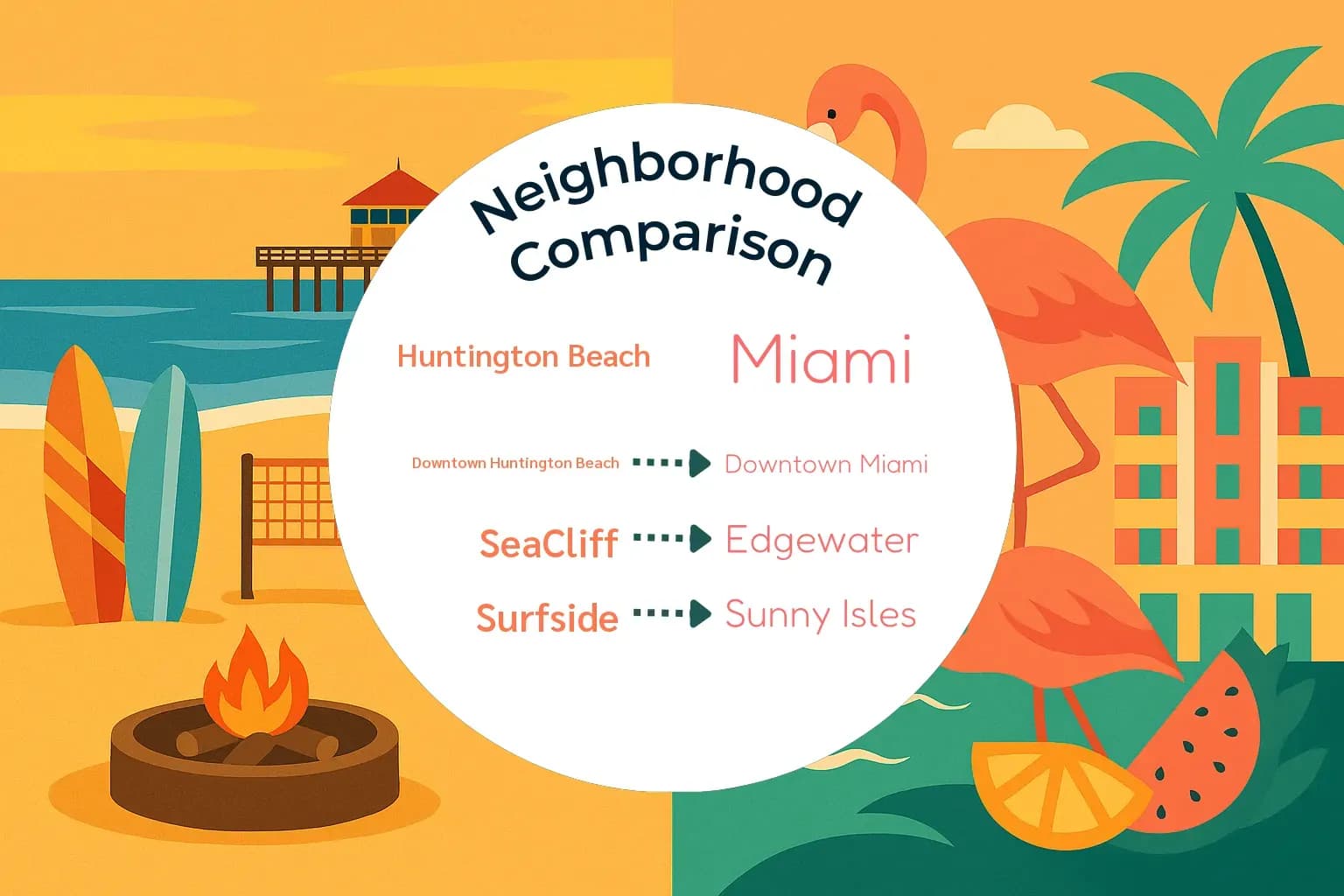 Huntington Beach vs Miami Neighborhood Comparison
