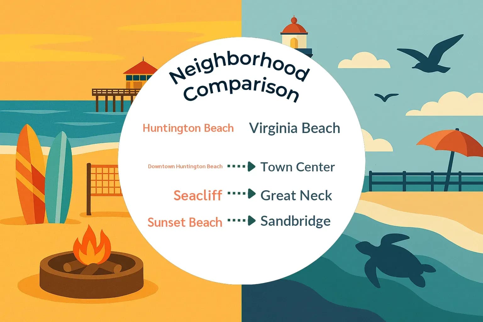 Huntington Beach vs Virginia Beach Neighborhood Comparison