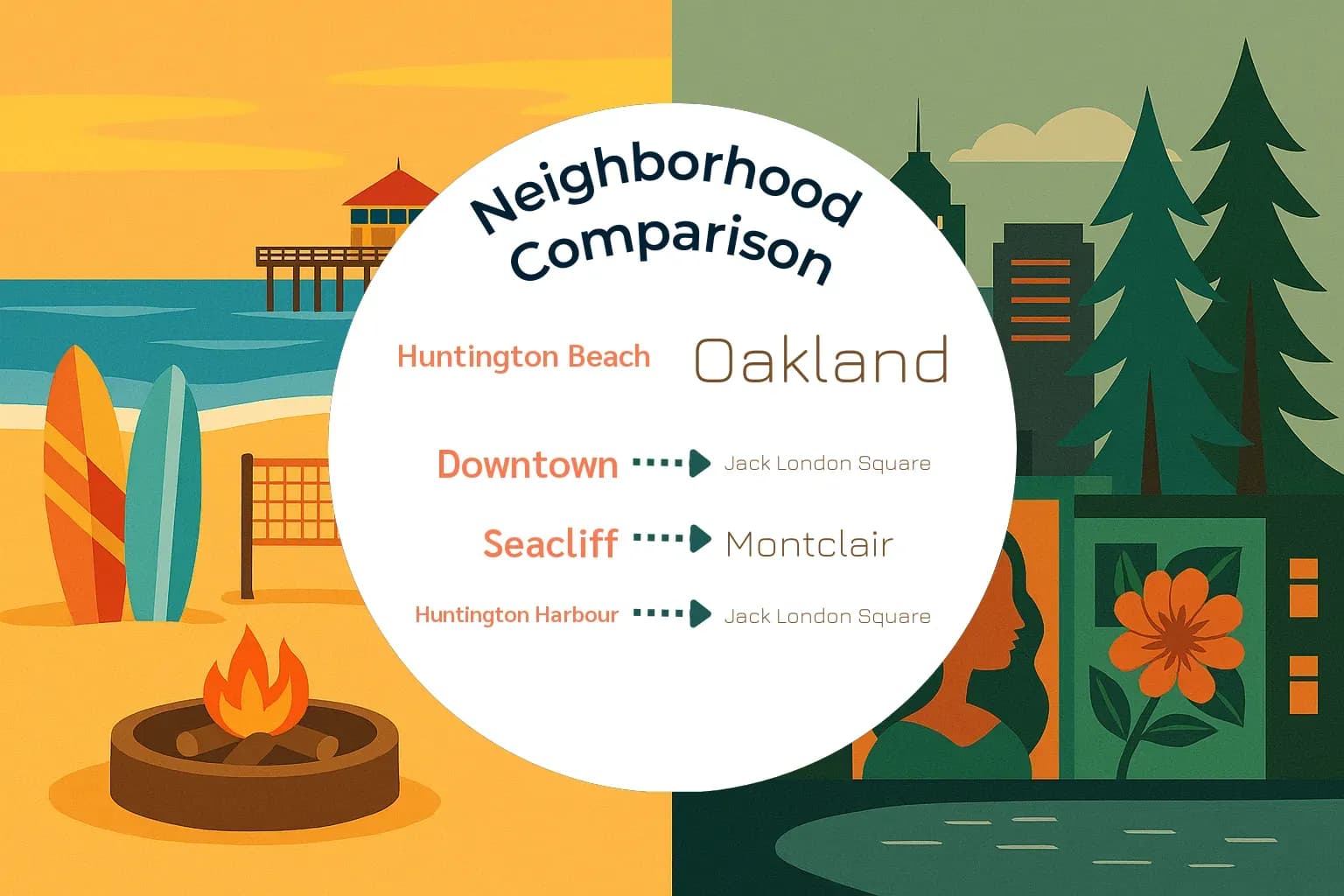 Huntington Beach vs Oakland Neighborhood Comparison