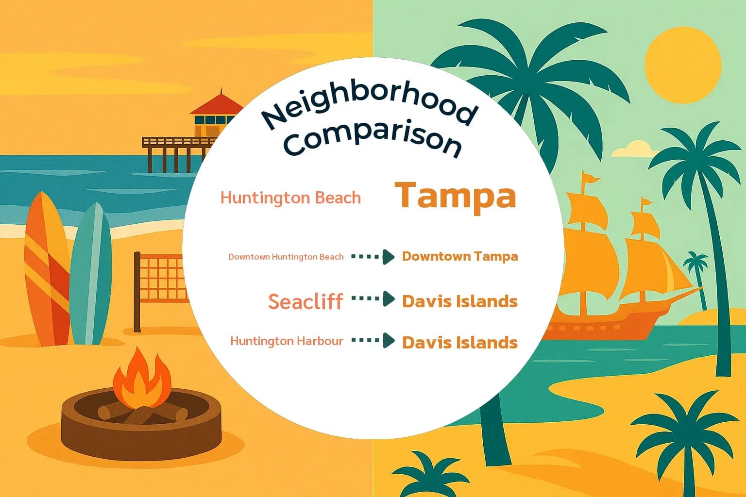 Huntington Beach vs Tampa Neighborhood Comparison