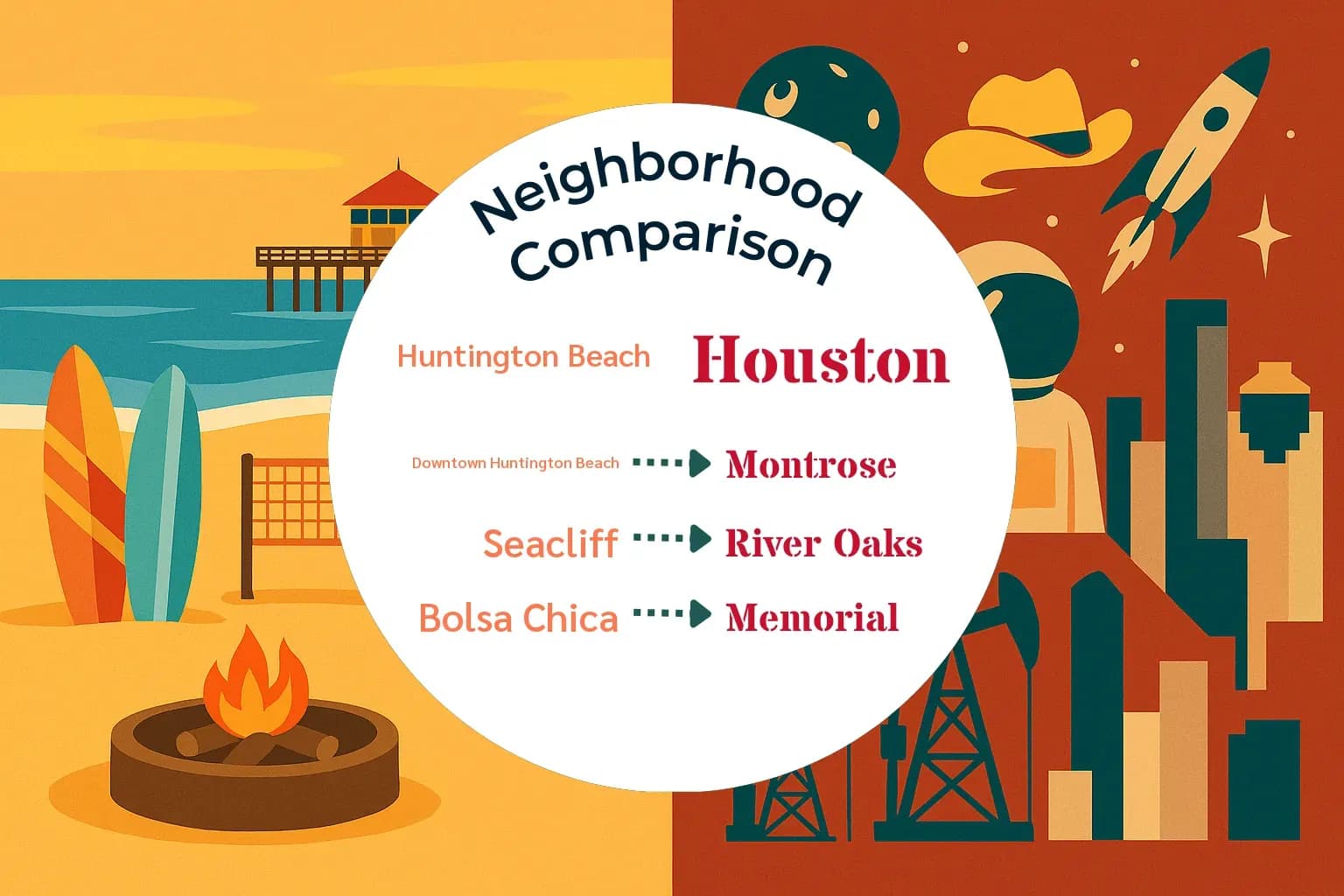 Huntington Beach vs Houston Neighborhood Comparison