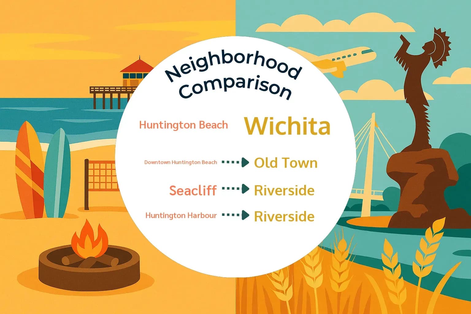 Huntington Beach vs Wichita Neighborhood Comparison