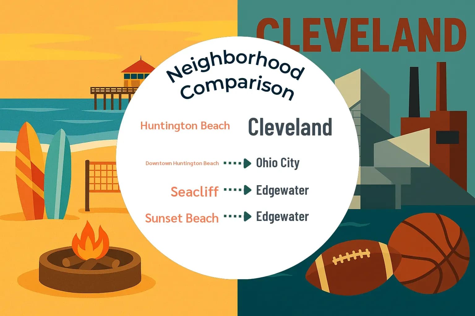 Huntington Beach vs Cleveland Neighborhood Comparison