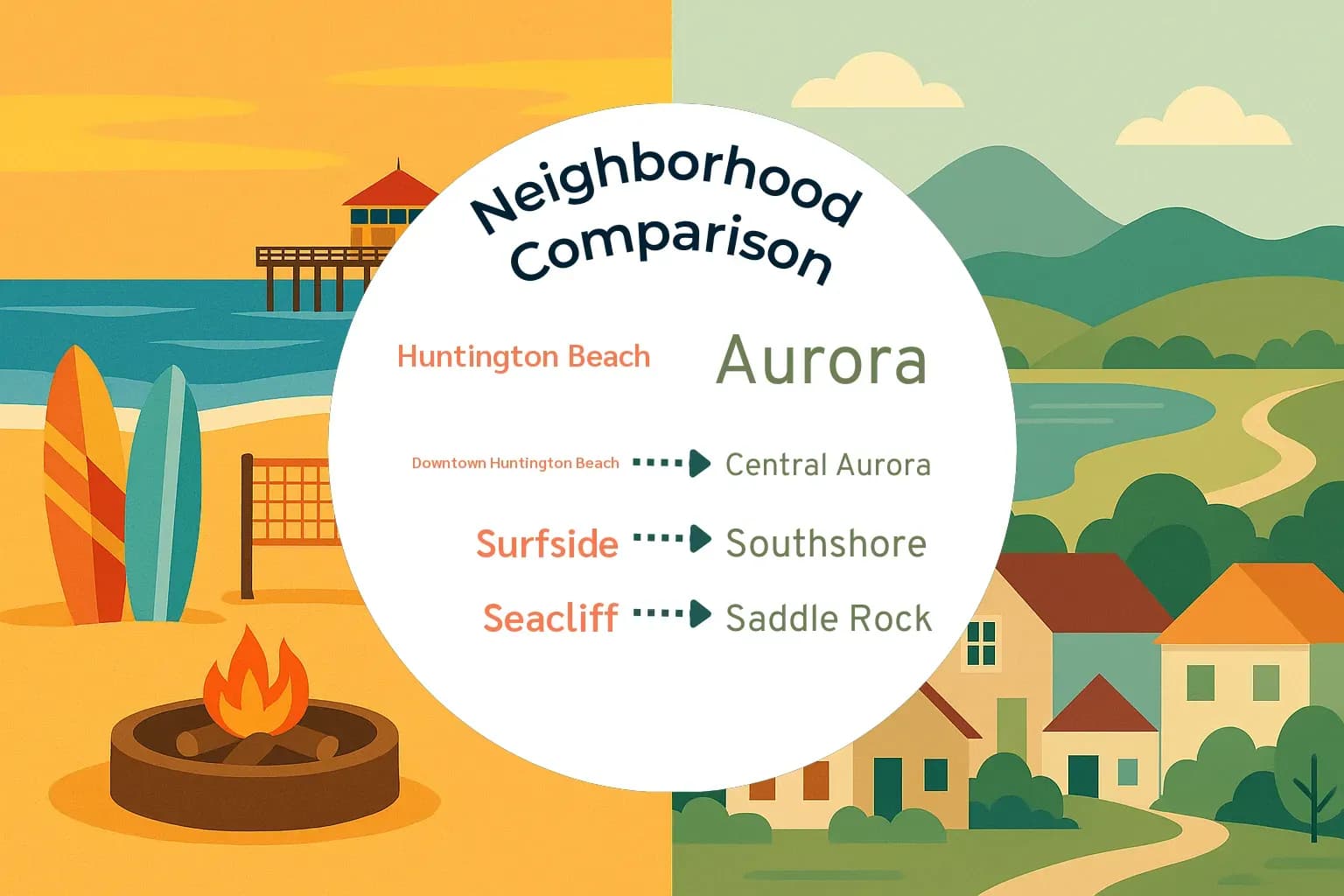Huntington Beach vs Aurora Neighborhood Comparison