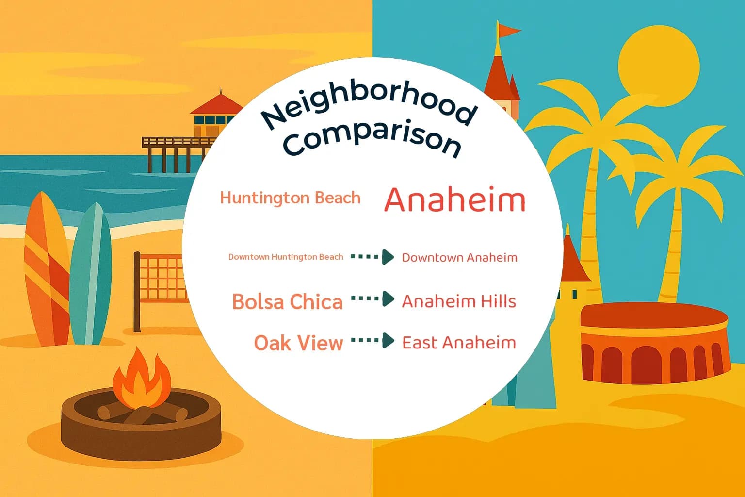 Huntington Beach vs Anaheim Neighborhood Comparison
