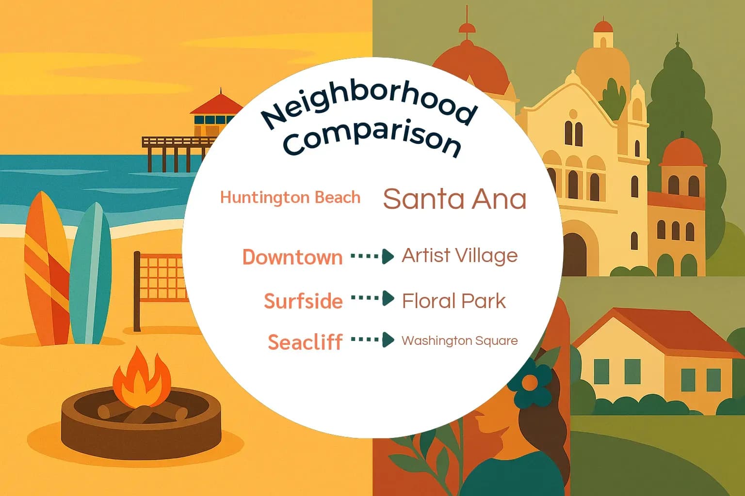 Huntington Beach vs Santa Ana Neighborhood Comparison
