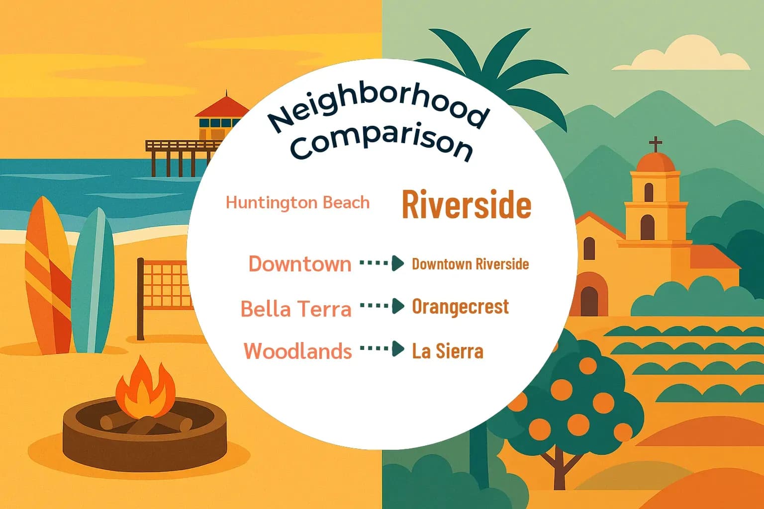 Huntington Beach vs Riverside Neighborhood Comparison