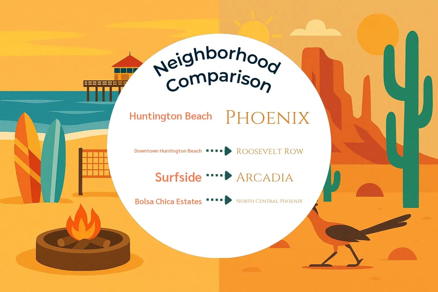 Huntington Beach vs Phoenix Neighborhood Comparison