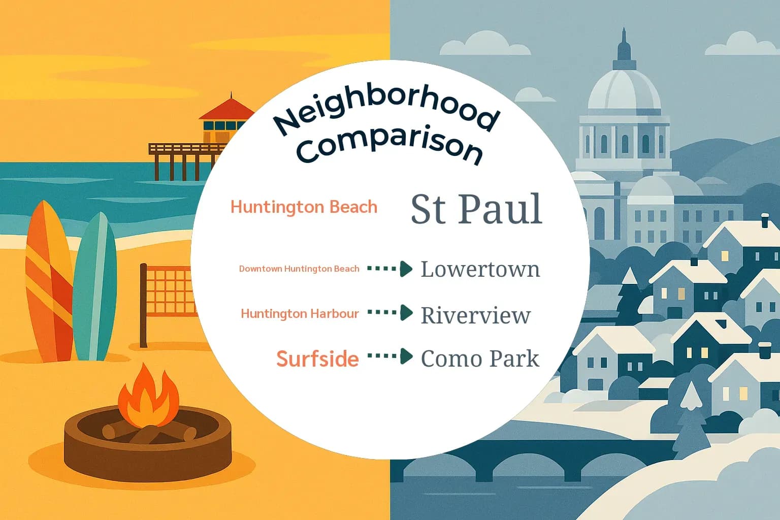 Huntington Beach vs St. Paul Neighborhood Comparison