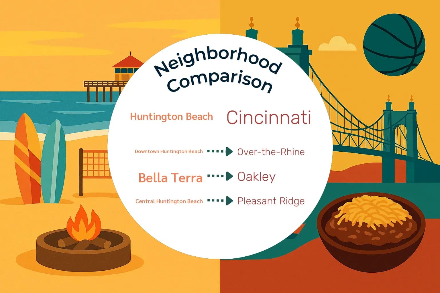 Huntington Beach vs Cincinnati Neighborhood Comparison