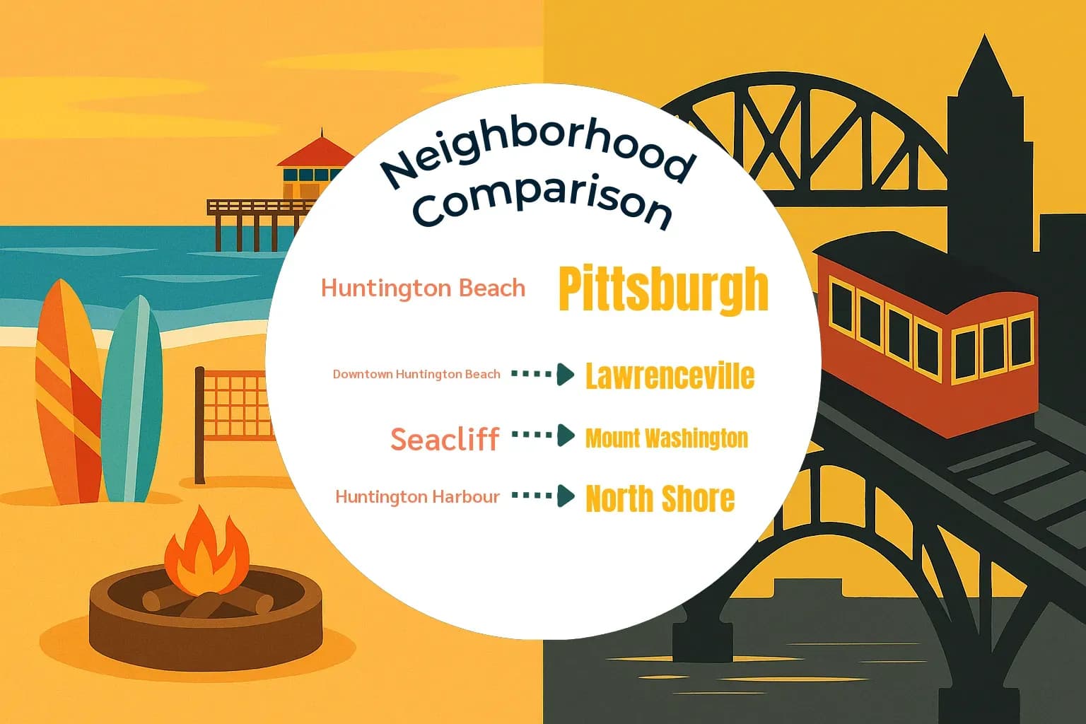 Huntington Beach vs Pittsburgh Neighborhood Comparison