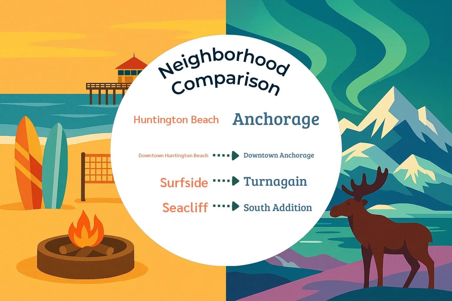Huntington Beach vs Anchorage Neighborhood Comparison