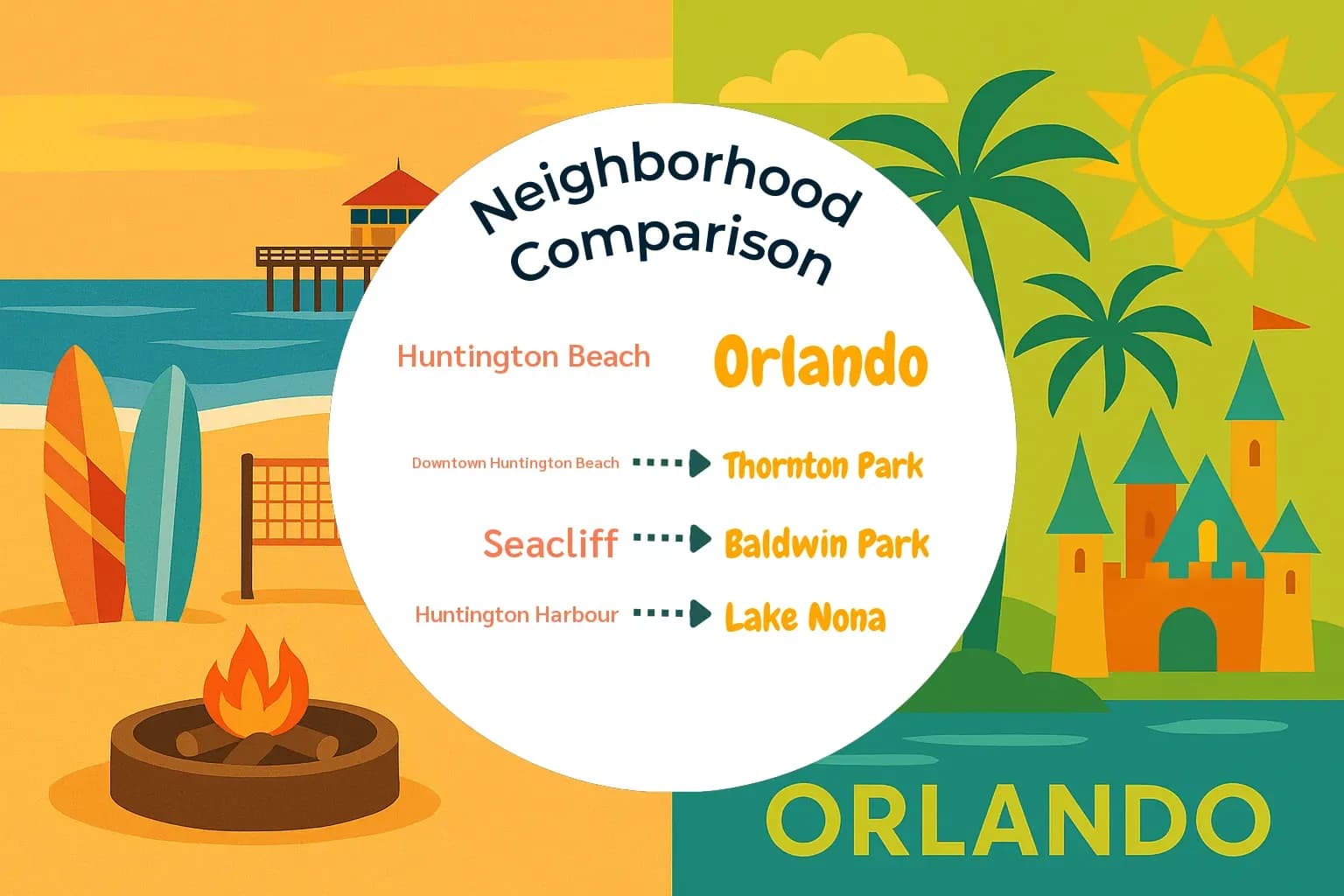 Huntington Beach vs Orlando Neighborhood Comparison