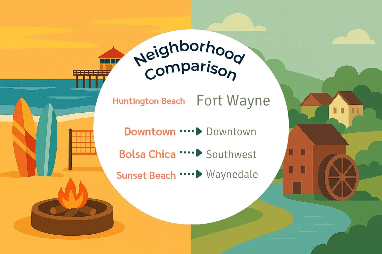Huntington Beach vs Fort Wayne Neighborhood Comparison