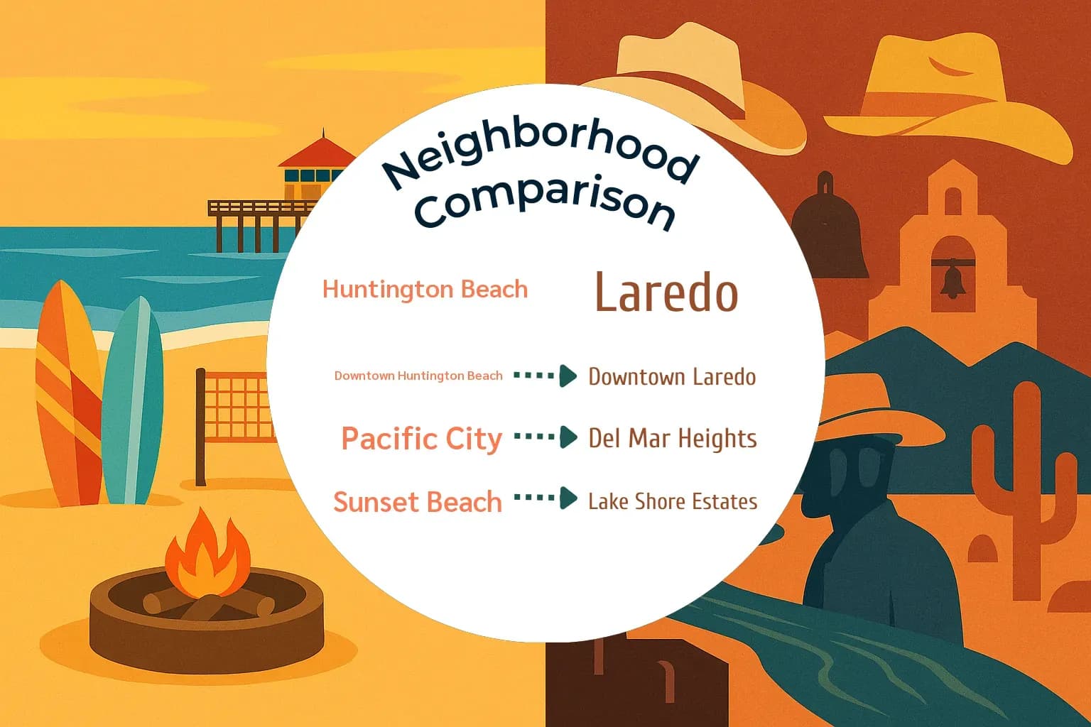 Huntington Beach vs Laredo Neighborhood Comparison
