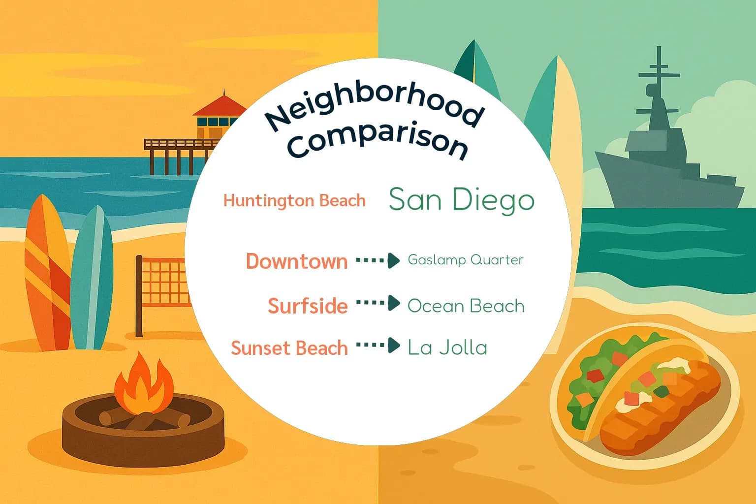 Huntington Beach vs San Diego Neighborhood Comparison