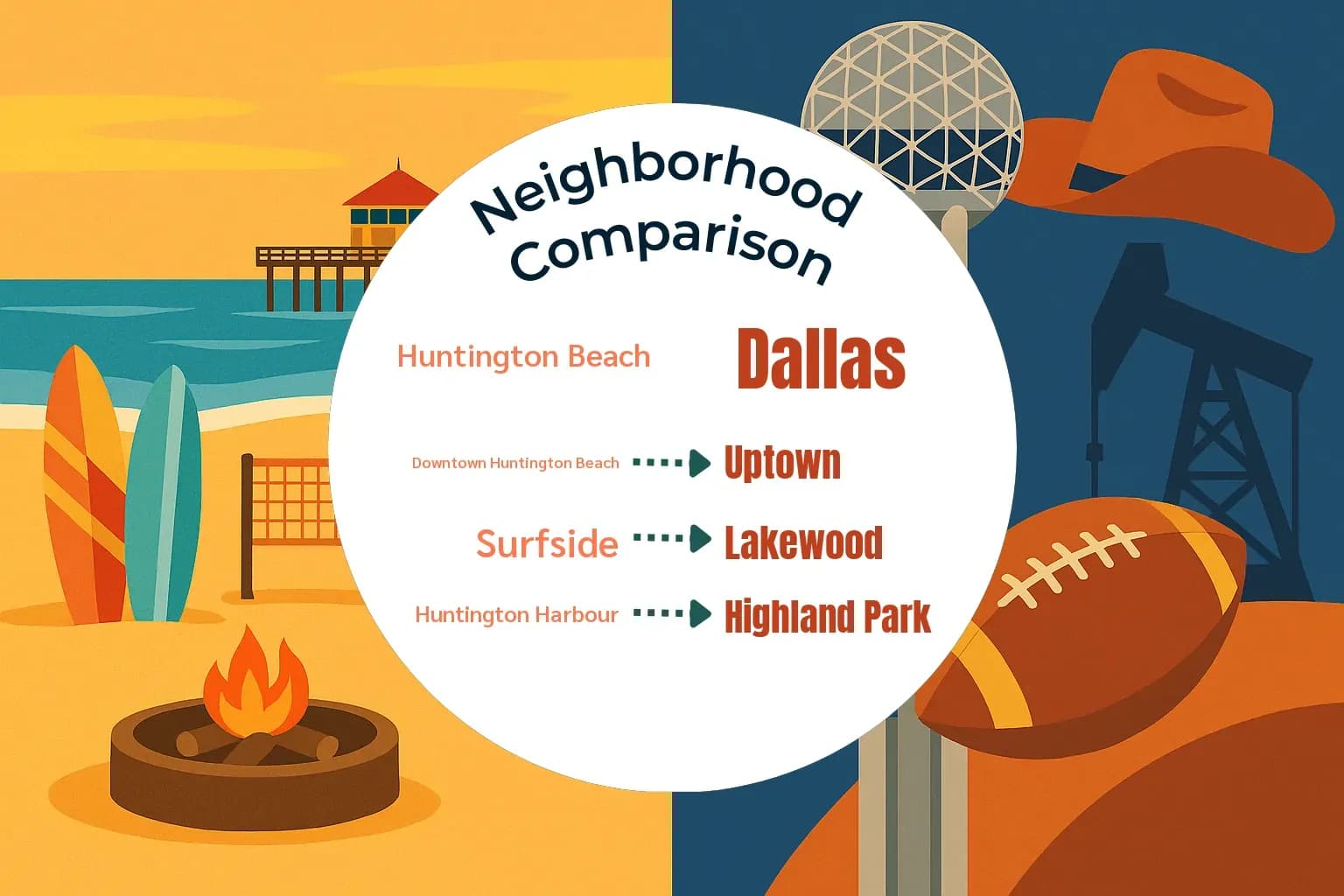 Huntington Beach vs Dallas Neighborhood Comparison