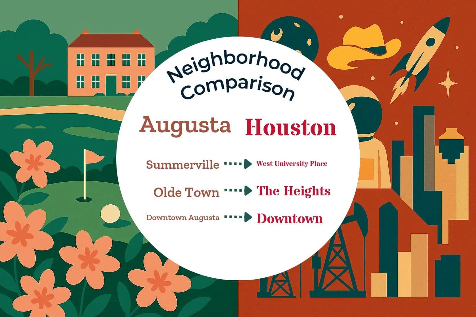 Augusta vs Houston Neighborhood Comparison