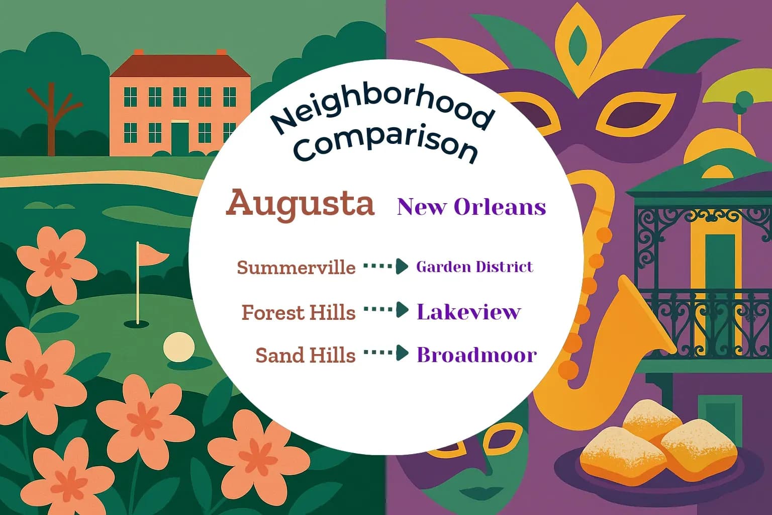 Augusta vs New Orleans Neighborhood Comparison
