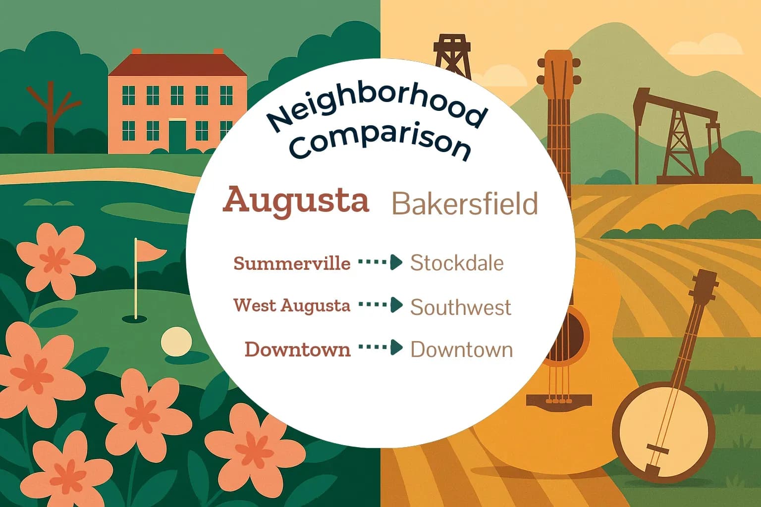 Augusta vs Bakersfield Neighborhood Comparison
