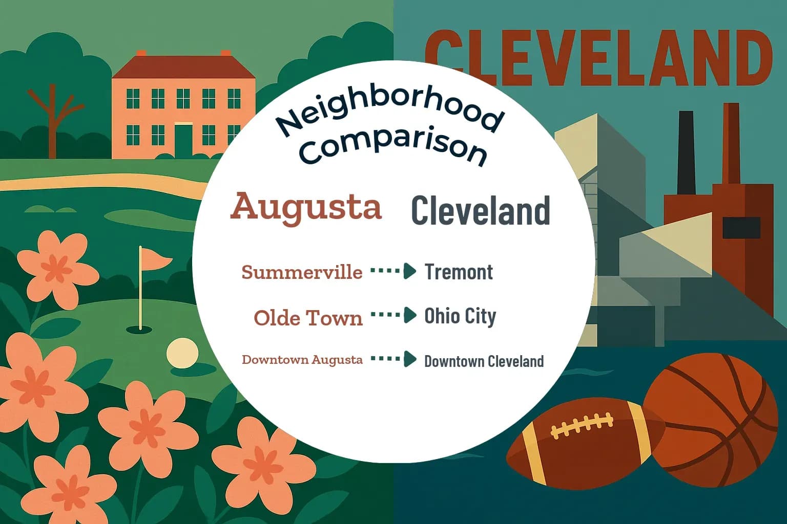 Augusta vs Cleveland Neighborhood Comparison