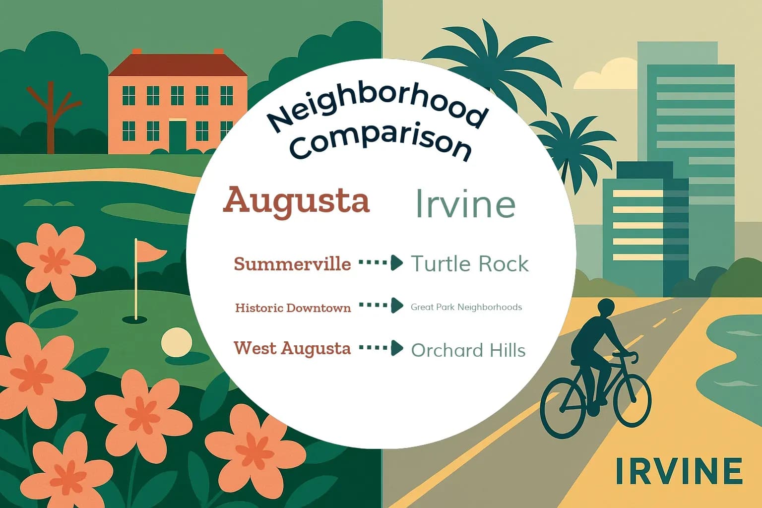Augusta vs Irvine Neighborhood Comparison