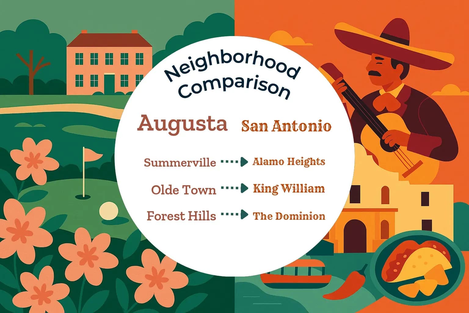 Augusta vs San Antonio Neighborhood Comparison