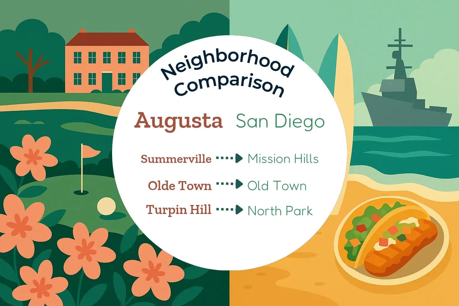 Augusta vs San Diego Neighborhood Comparison