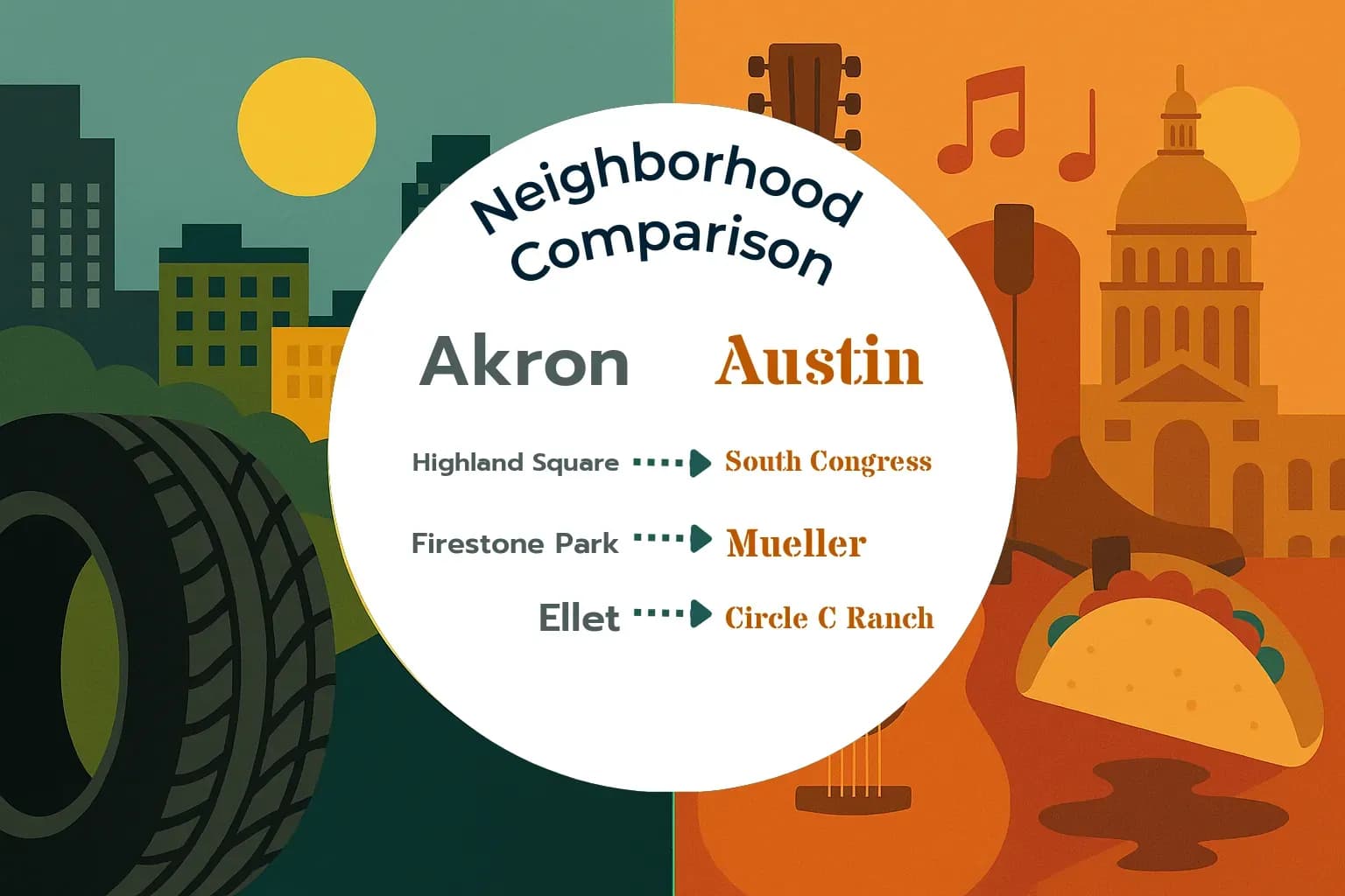 Akron vs Austin Neighborhood Comparison