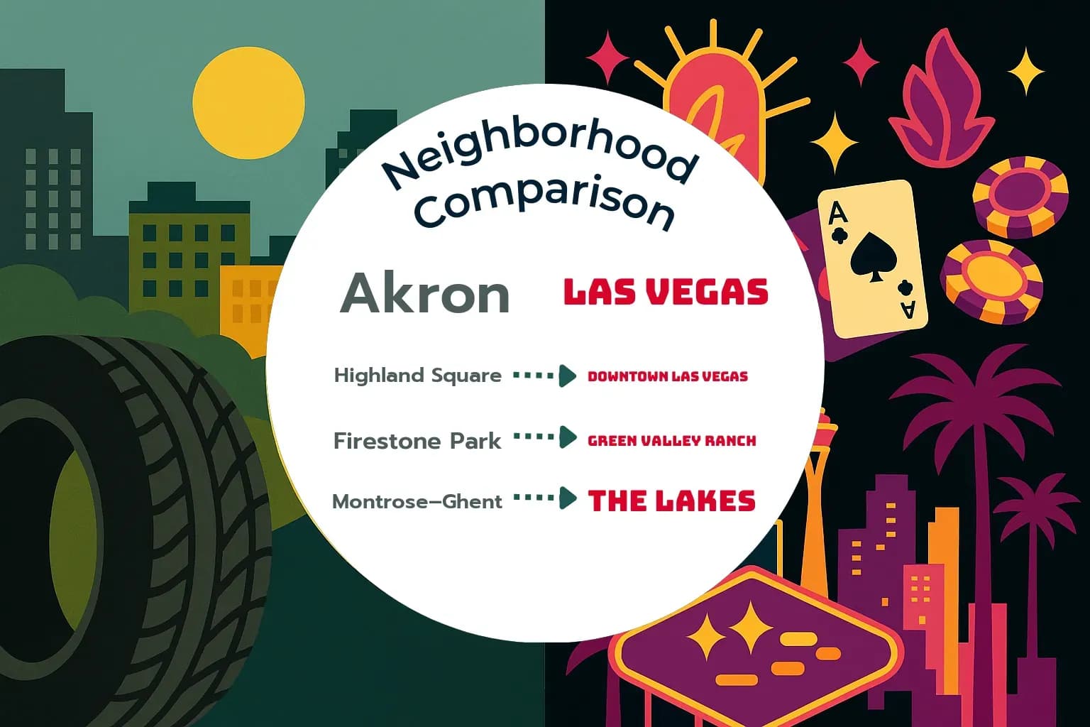 Akron vs Las Vegas Neighborhood Comparison