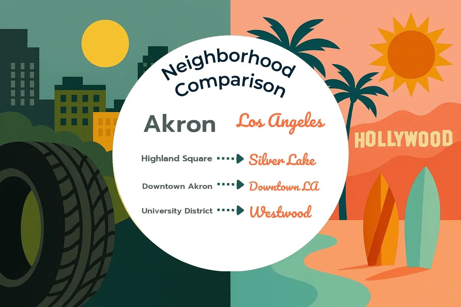 Akron vs Los Angeles Neighborhood Comparison