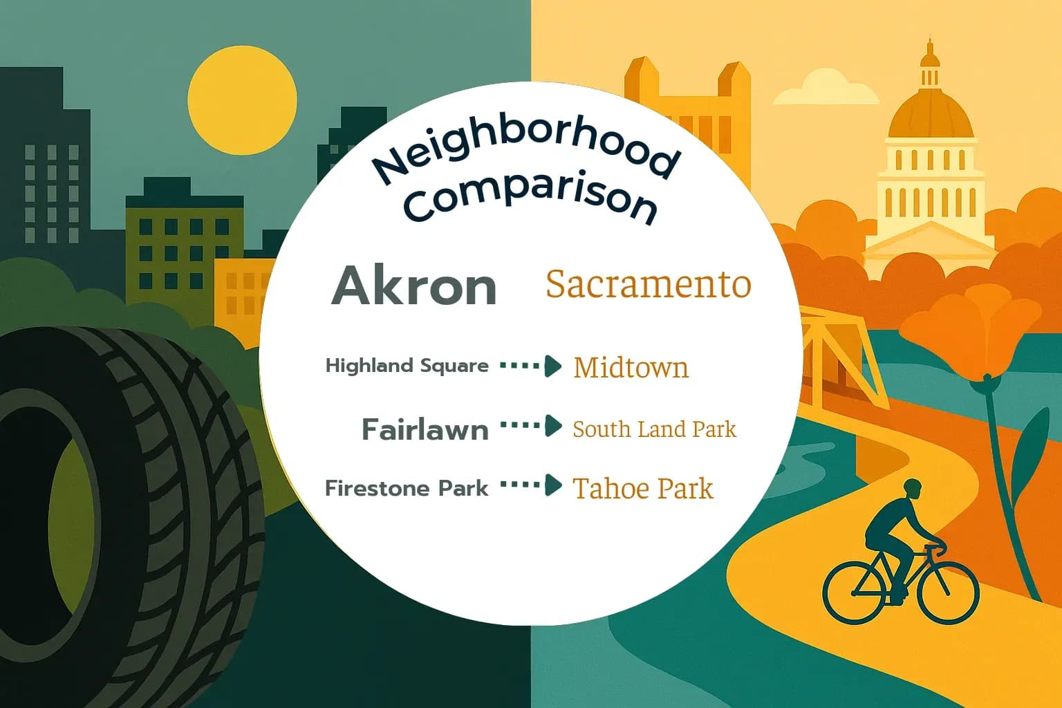 Akron vs Sacramento Neighborhood Comparison