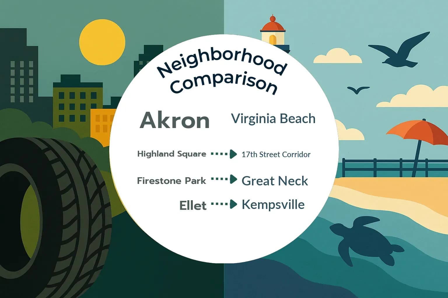 Akron vs Virginia Beach Neighborhood Comparison