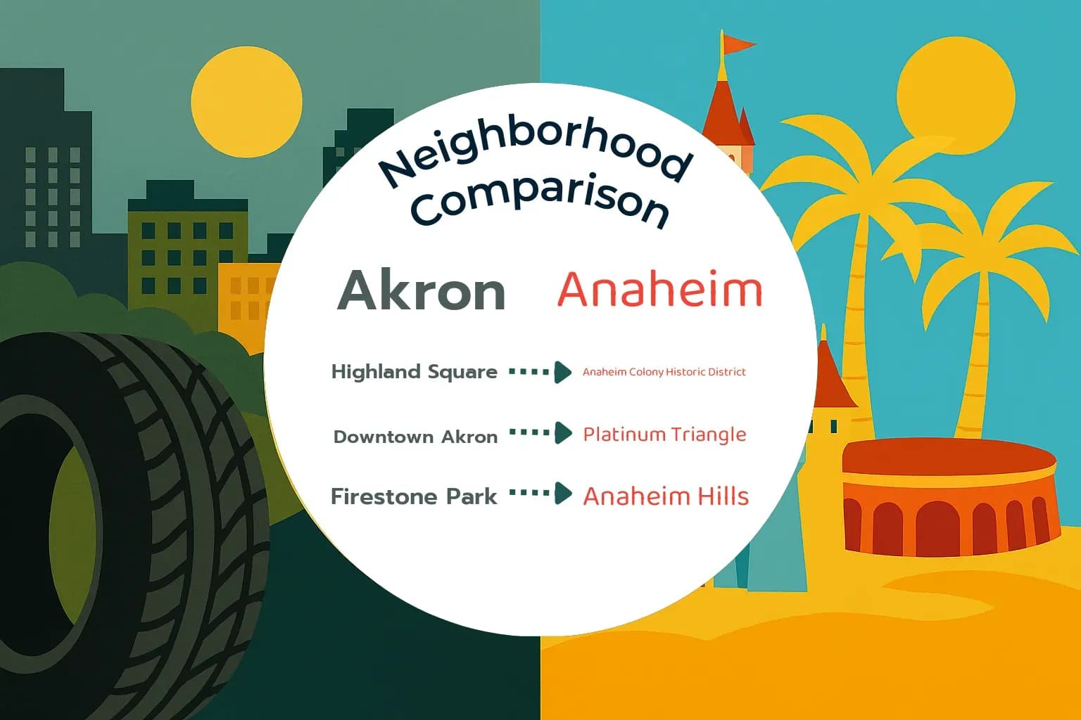 Akron vs Anaheim Neighborhood Comparison