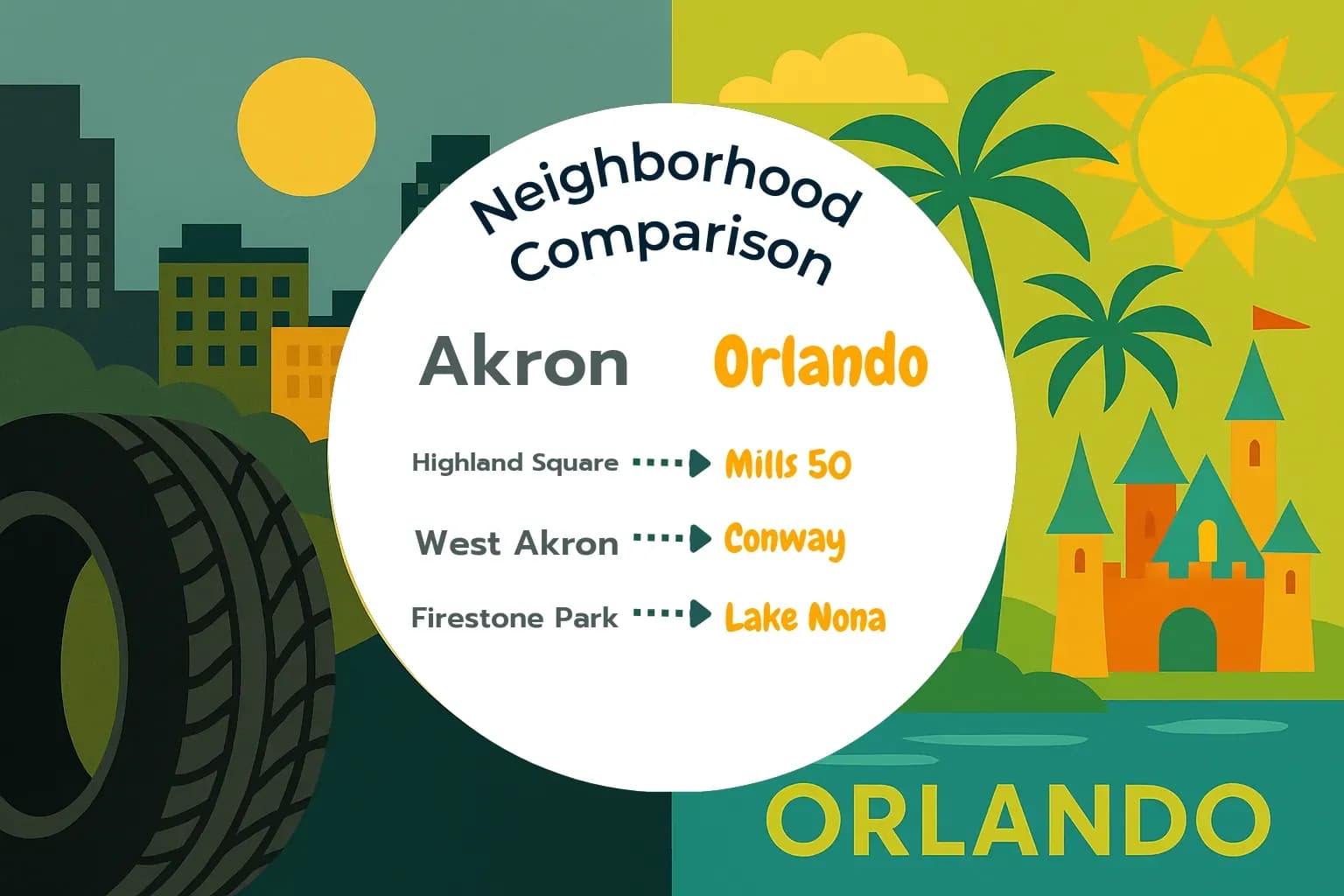 Akron vs Orlando Neighborhood Comparison