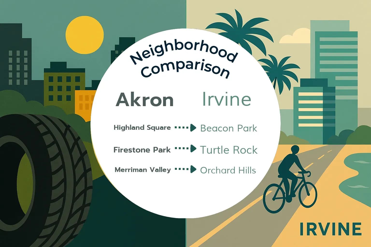 Akron vs Irvine Neighborhood Comparison