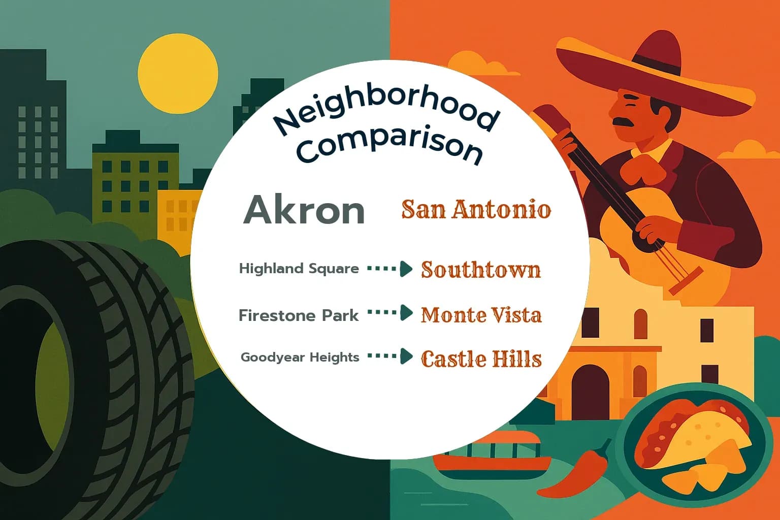 Akron vs San Antonio Neighborhood Comparison