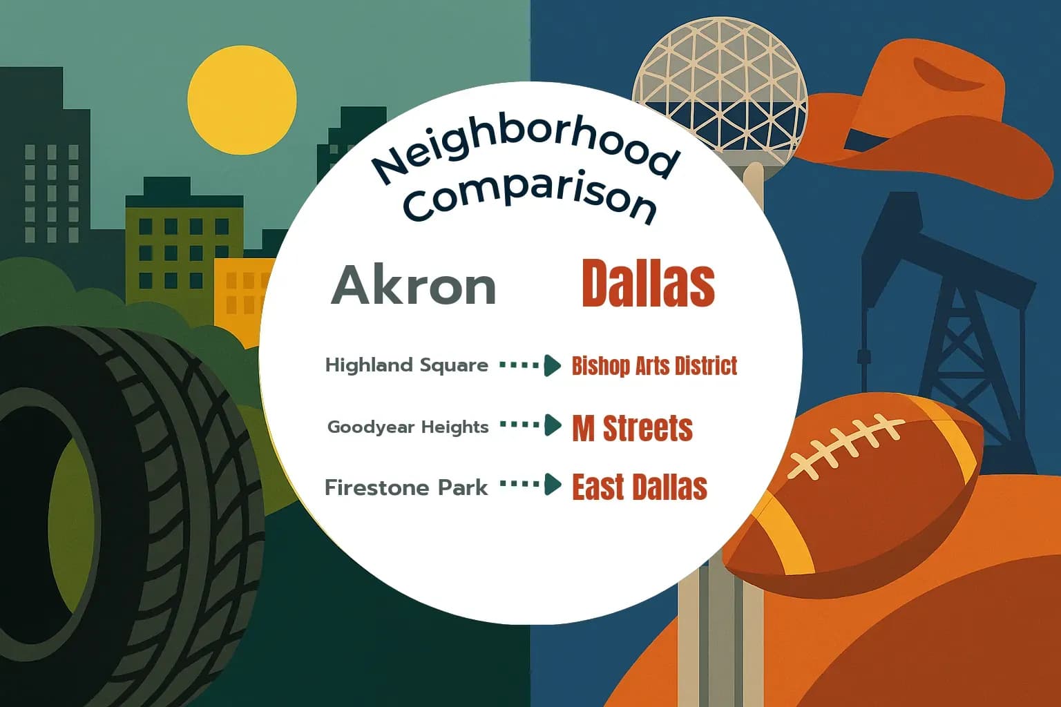 Akron vs Dallas Neighborhood Comparison