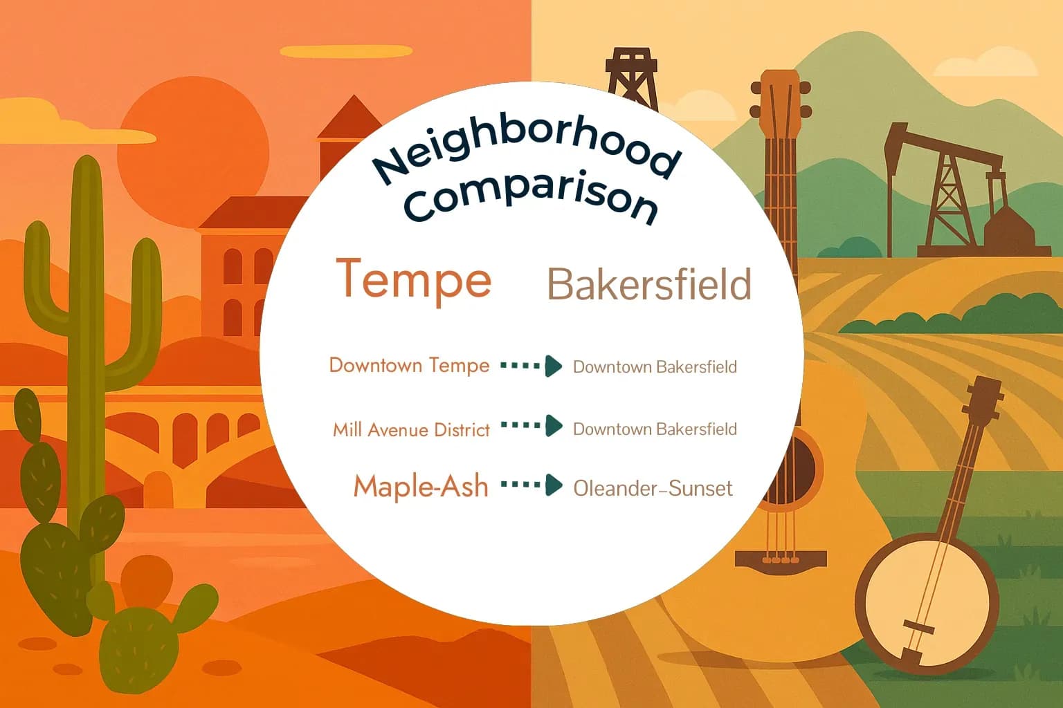 Tempe vs Bakersfield Neighborhood Comparison