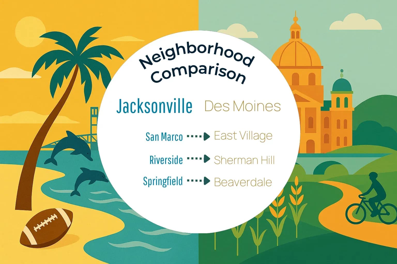 Jacksonville vs Des Moines Neighborhood Comparison