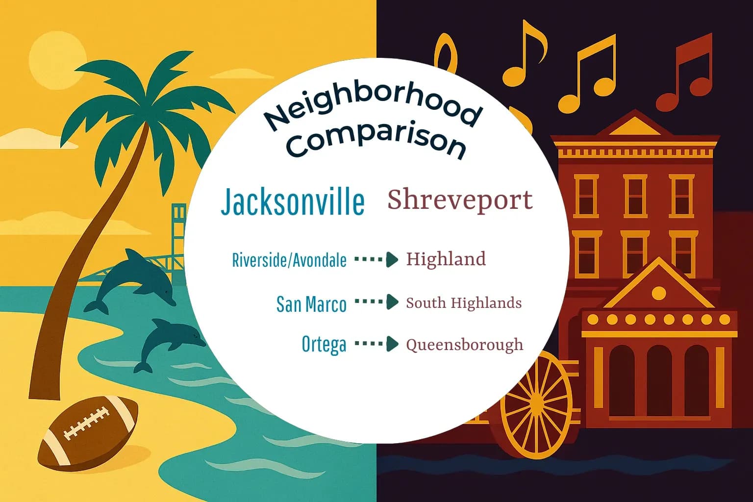 Jacksonville vs Shreveport Neighborhood Comparison