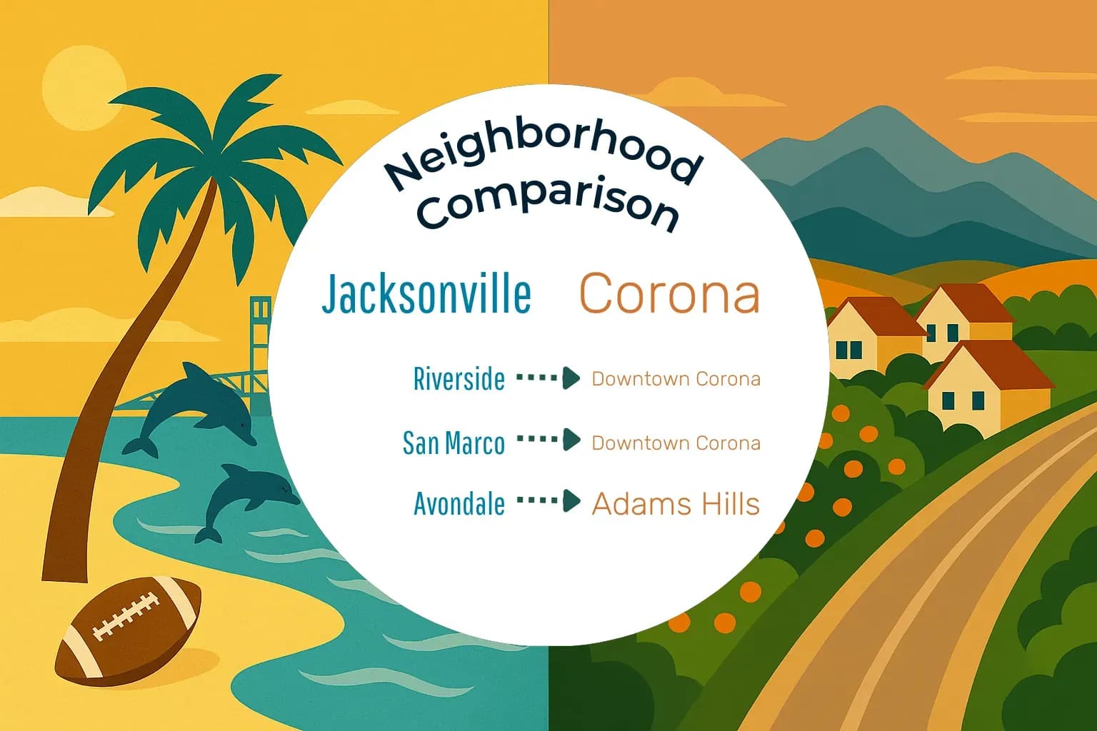 Jacksonville vs Corona Neighborhood Comparison