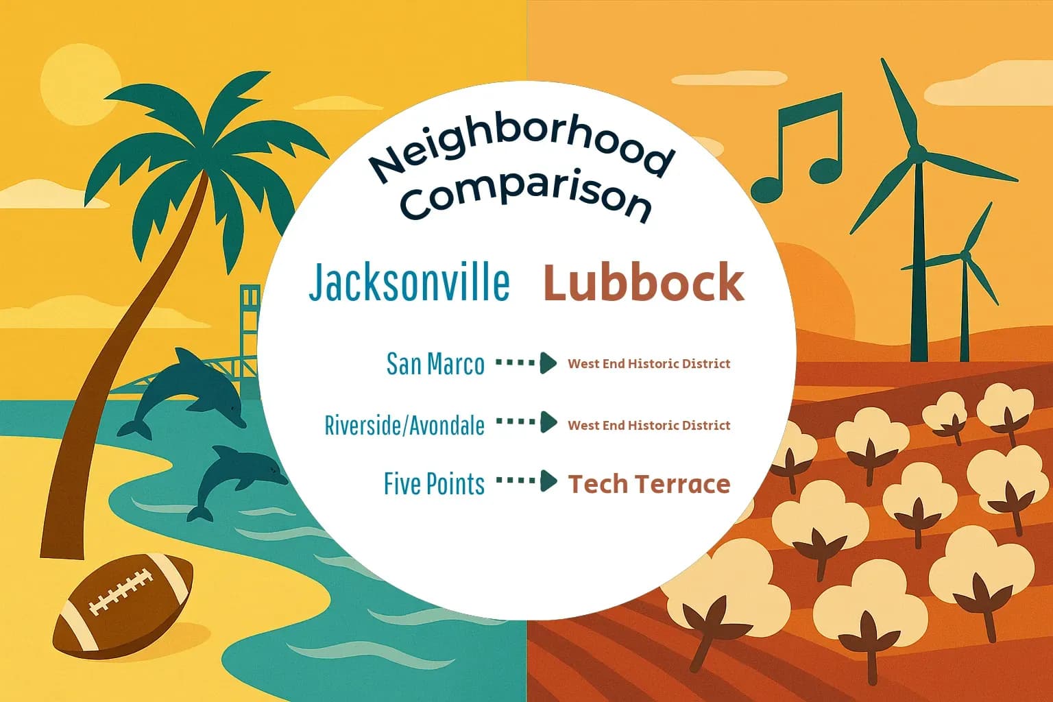 Jacksonville vs Lubbock Neighborhood Comparison