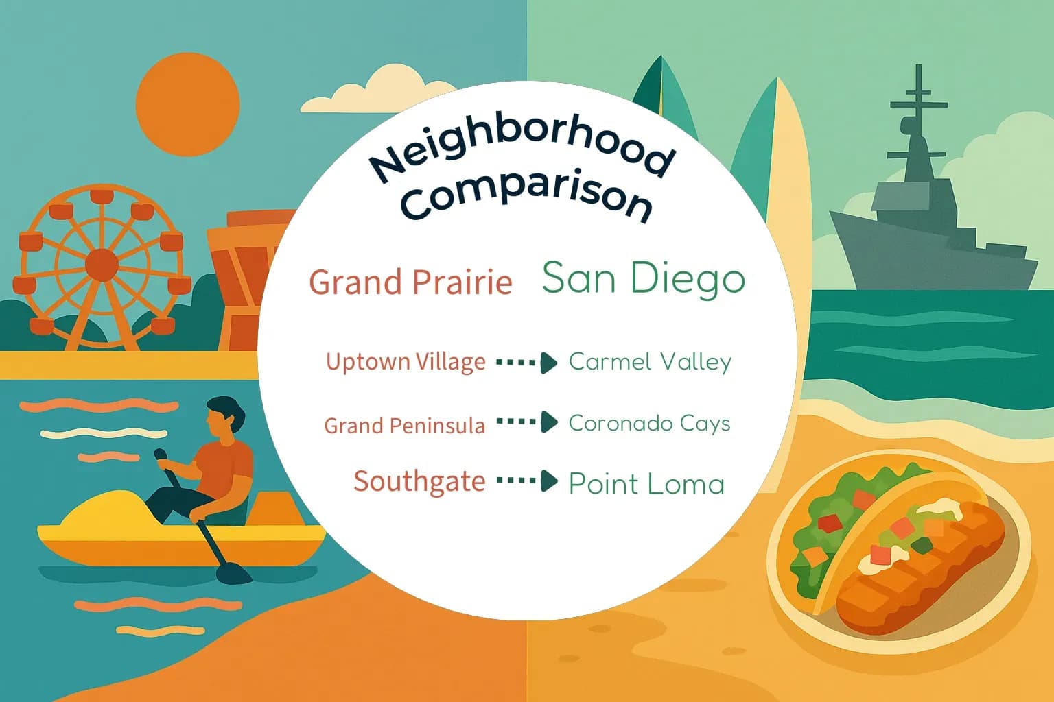 Grand Prairie vs San Diego Neighborhood Comparison