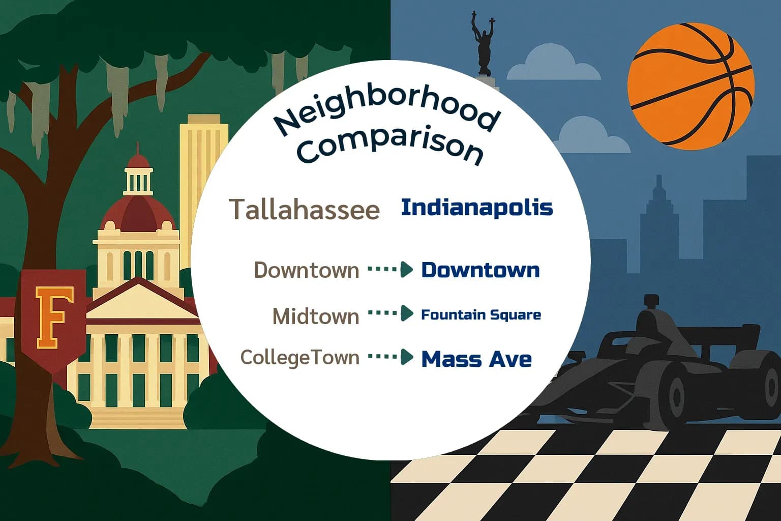 Tallahassee vs Indianapolis Neighborhood Comparison