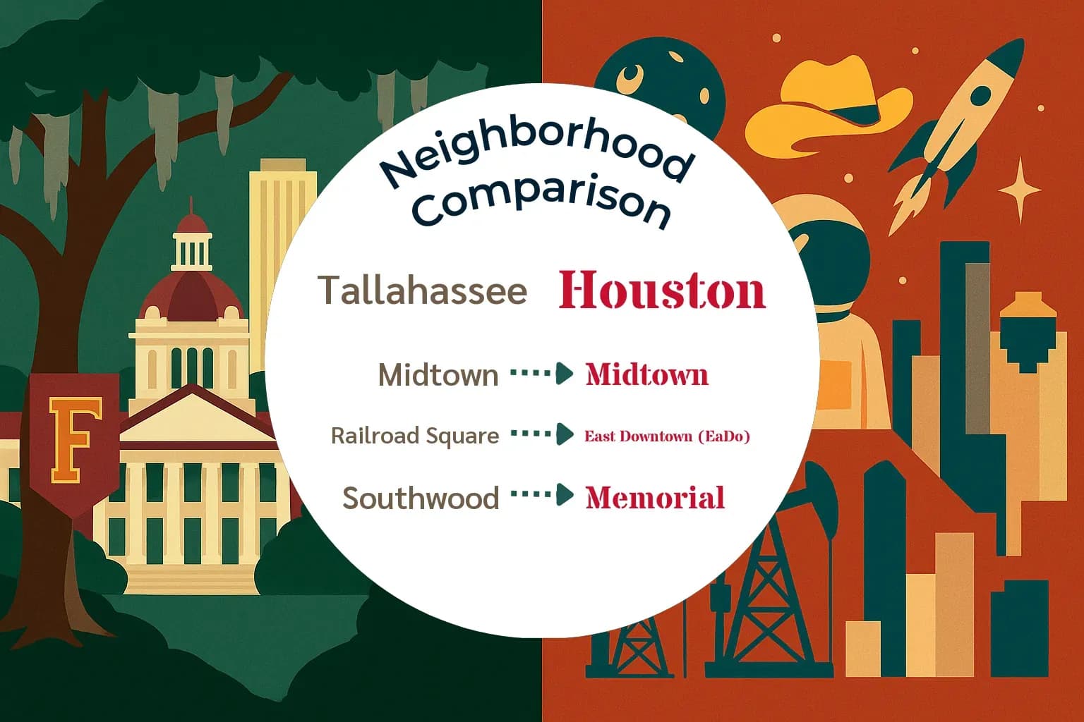 Tallahassee vs Houston Neighborhood Comparison