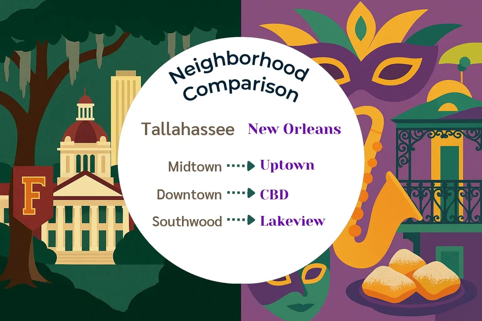 Tallahassee vs New Orleans Neighborhood Comparison