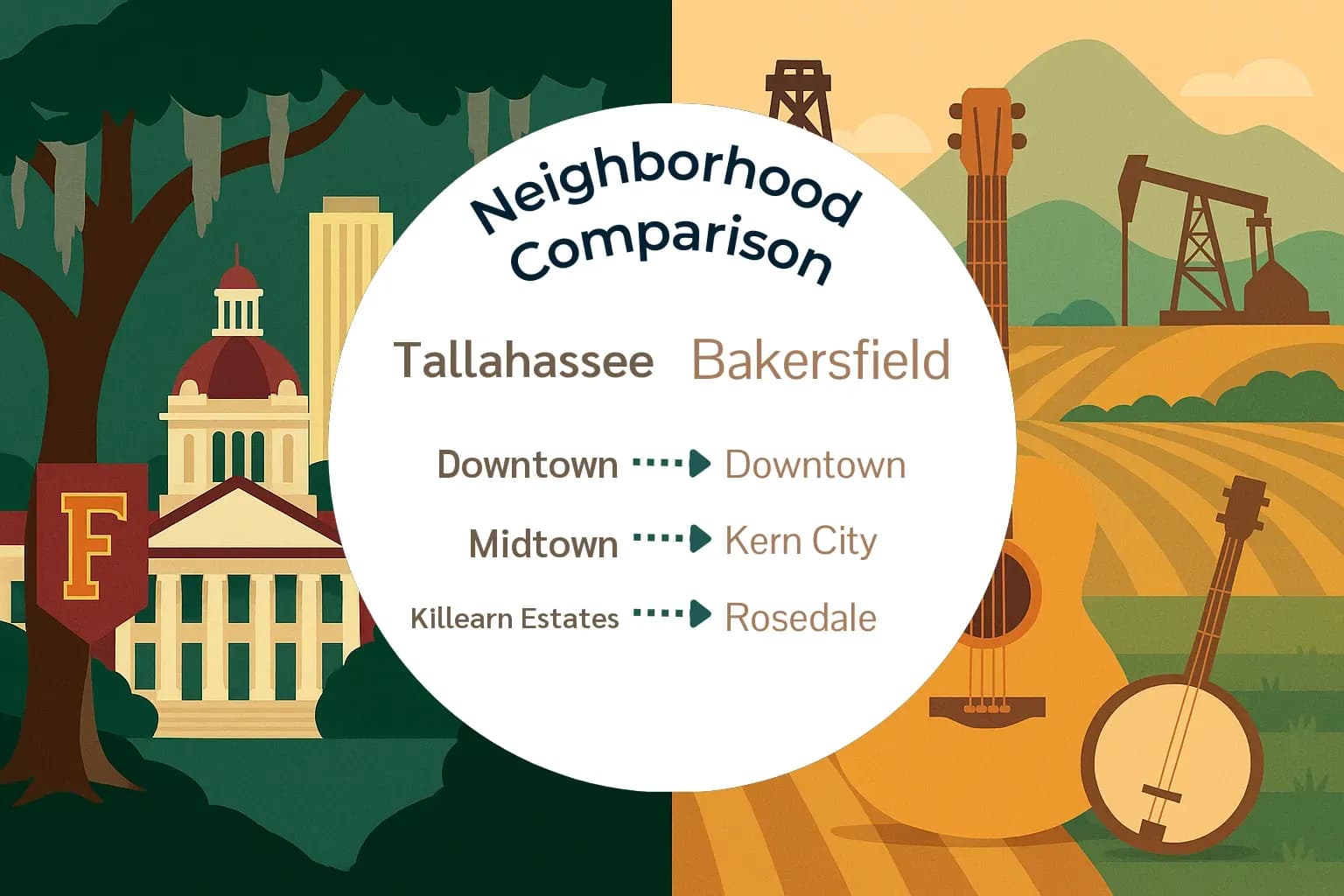 Tallahassee vs Bakersfield Neighborhood Comparison