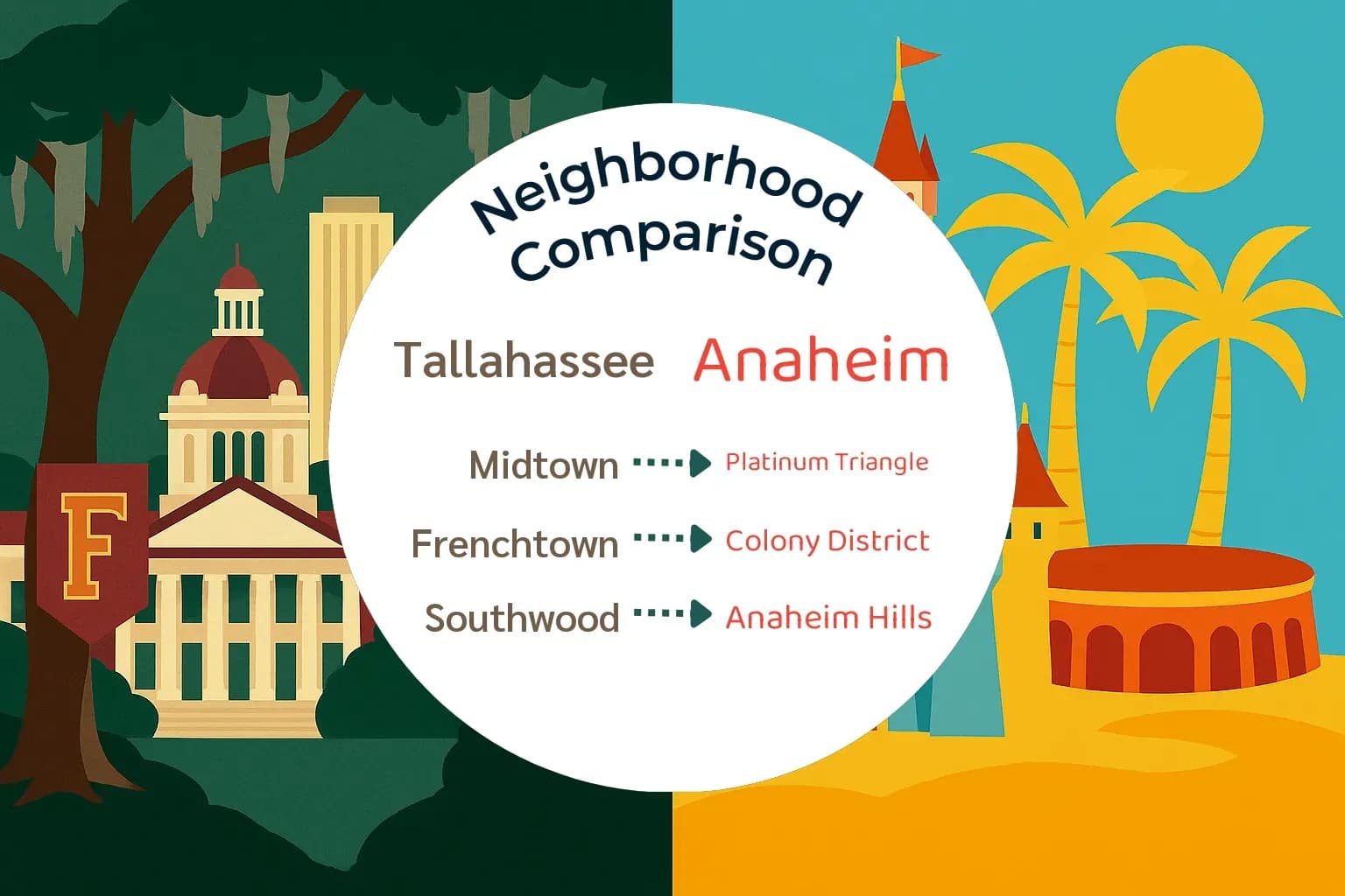 Tallahassee vs Anaheim Neighborhood Comparison